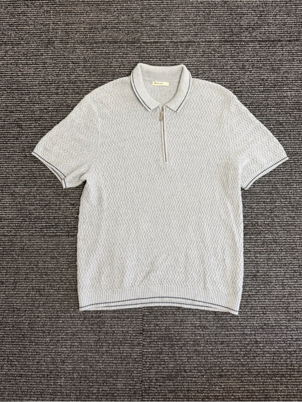 Marine Layer Sweater Polo Men Large Gray Merino Wool Blend Knit Quarter Zip